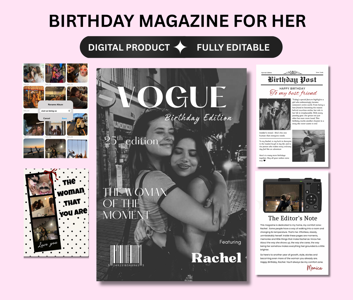 Birthday Magazine for Her - Editable Digital Templates