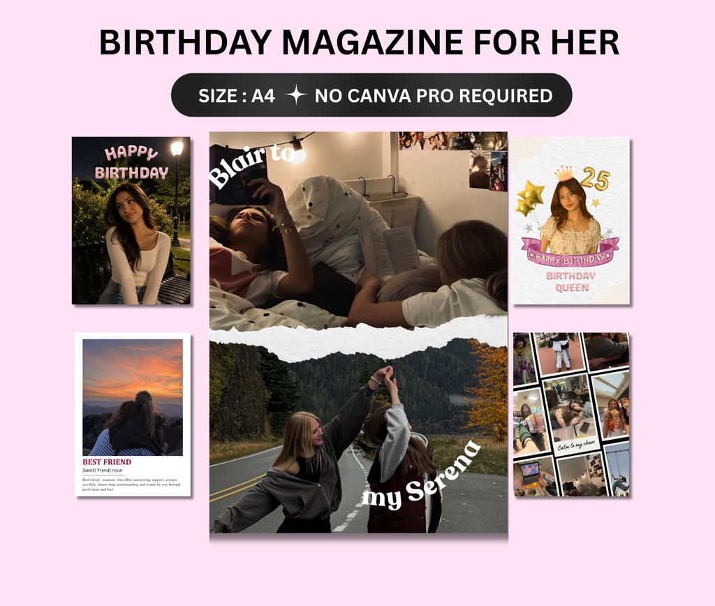 Birthday Magazine for Her - Editable Digital Templates