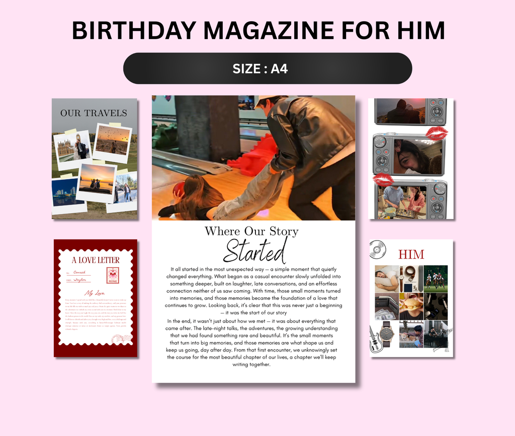 Birthday Magazine for Him - Editable Digital Templates
