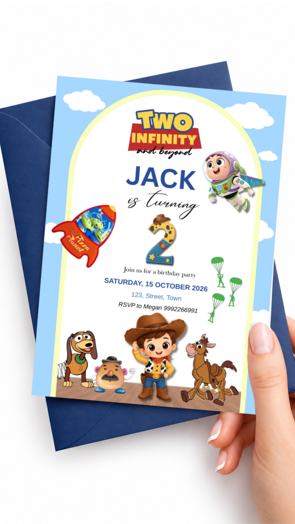 Two Infinity and Beyond Birthday Invite Template for Second Birthday