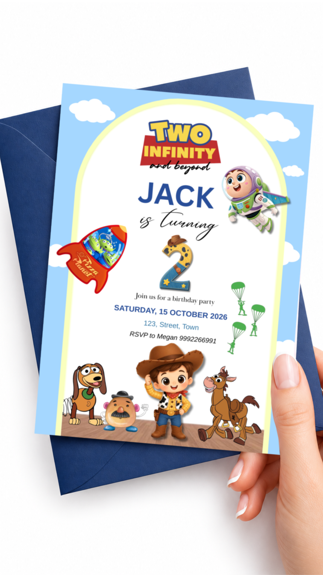 Two Infinity and Beyond Birthday Invite Template for Second Birthday