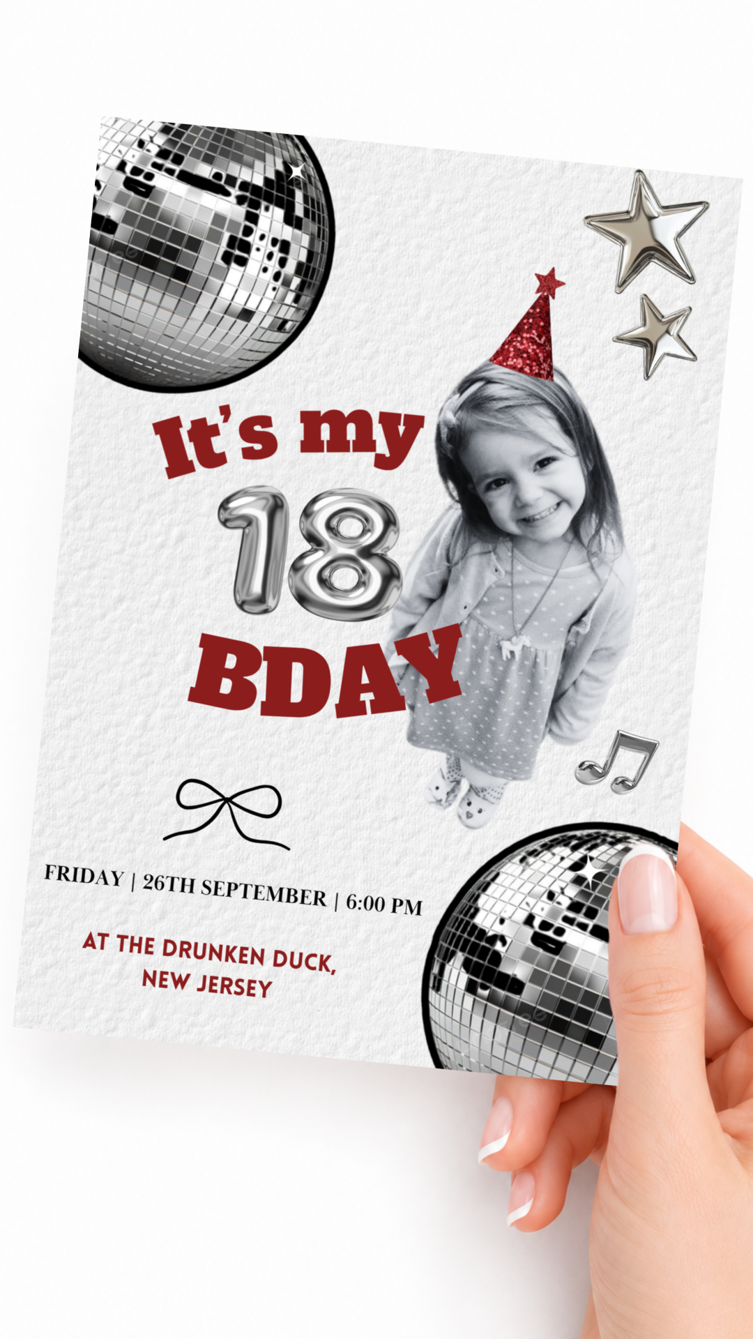 18th Birthday Retro Themed Party Invite Template