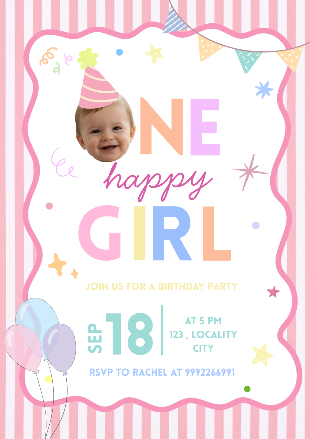 One Happy Girl Birthday Digital Invite