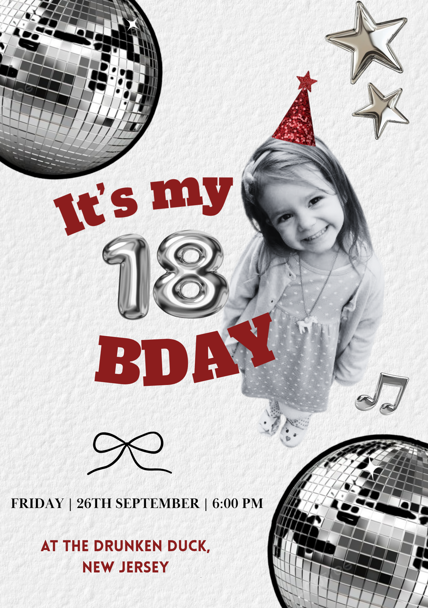 18th Birthday Retro Themed Party Invite Template